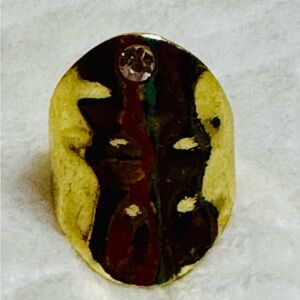 Fashion Gold Ring with Clear Gemstone